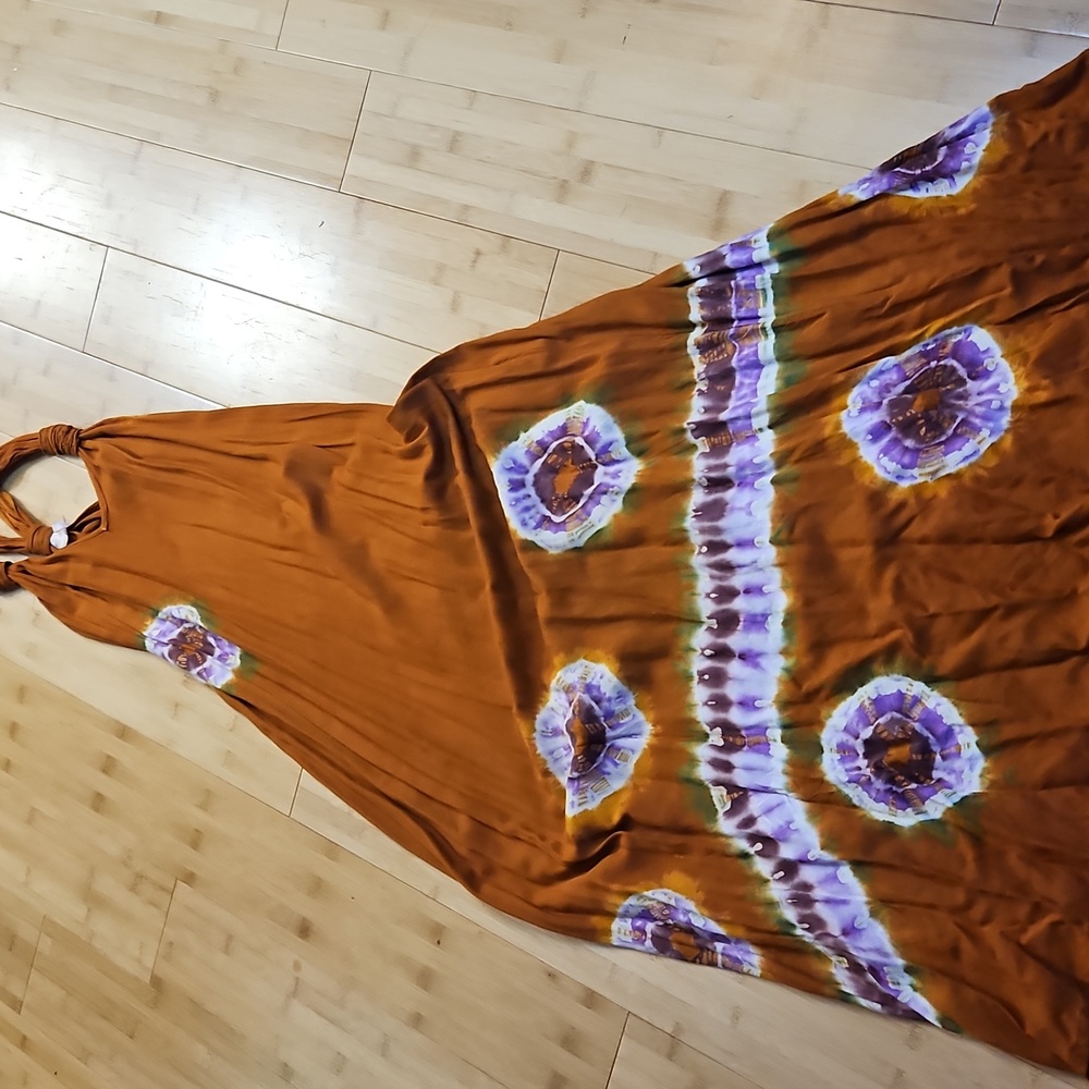 Romeo & juliet Artisan hand tie dyed, halter Maxi dress
